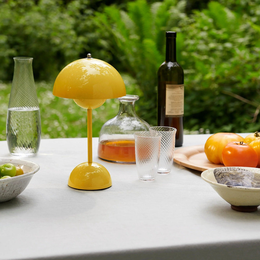 Table Lamp with Rechargeable Battery and White Dome