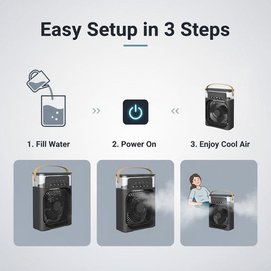 Air Cooler with Humidifier and Adjustable Fan