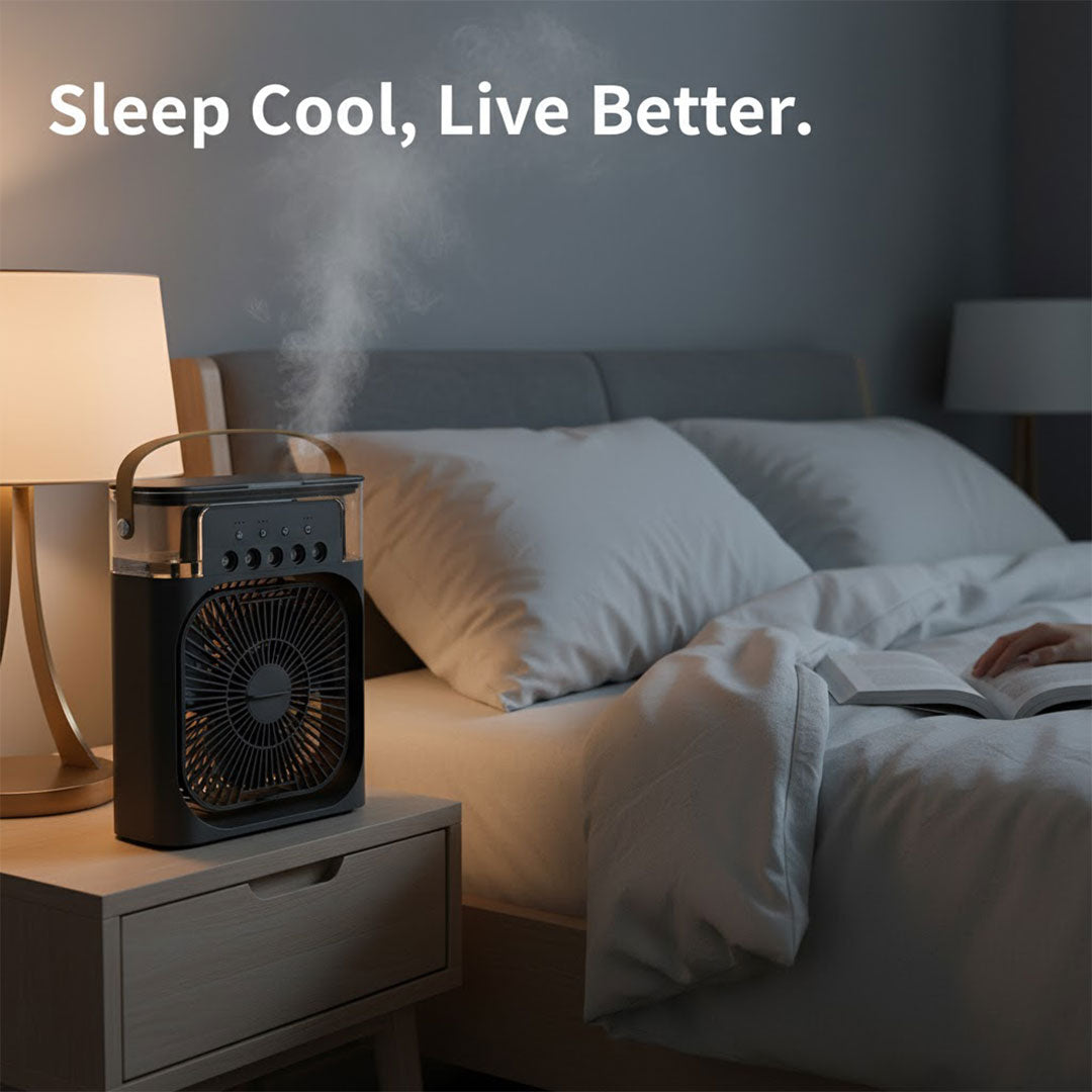 Air Cooler with Humidifier and Adjustable Fan