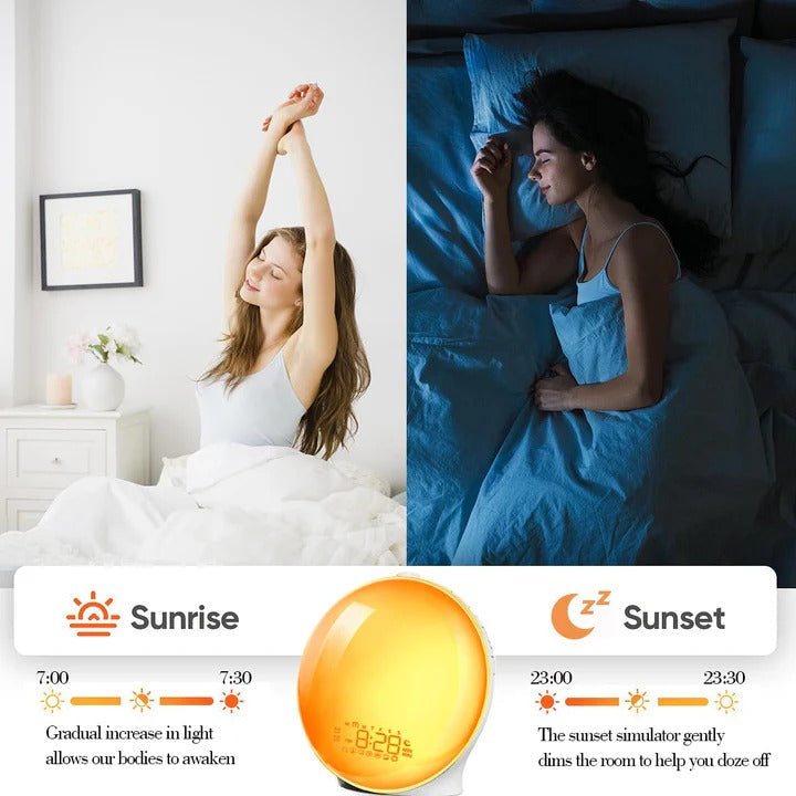 Alarm Clock with Adjustable Sound and Light Settings