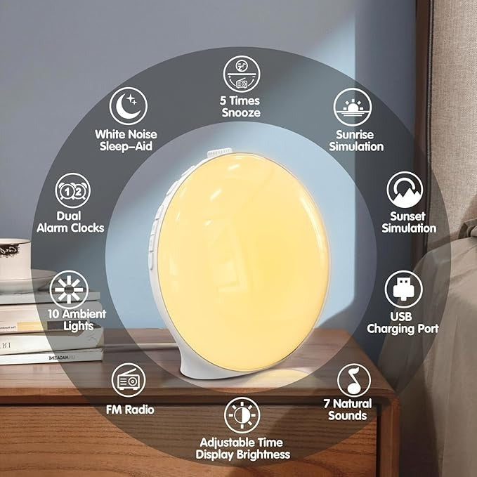 Alarm Clock with Adjustable Sound and Light Settings