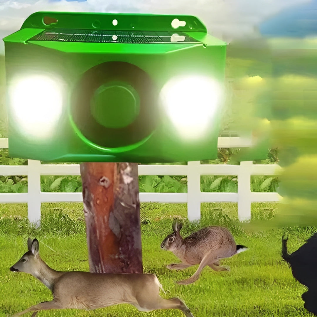 Animal Repellent with Solar Power and Warning Light