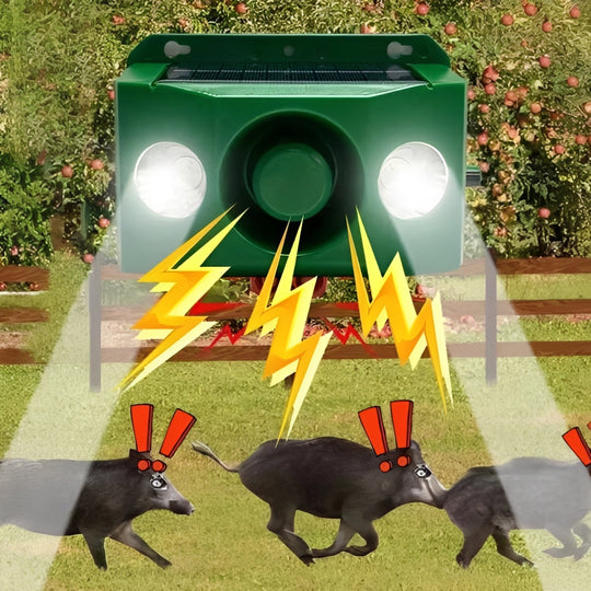 Animal Repellent with Solar Power and Warning Light