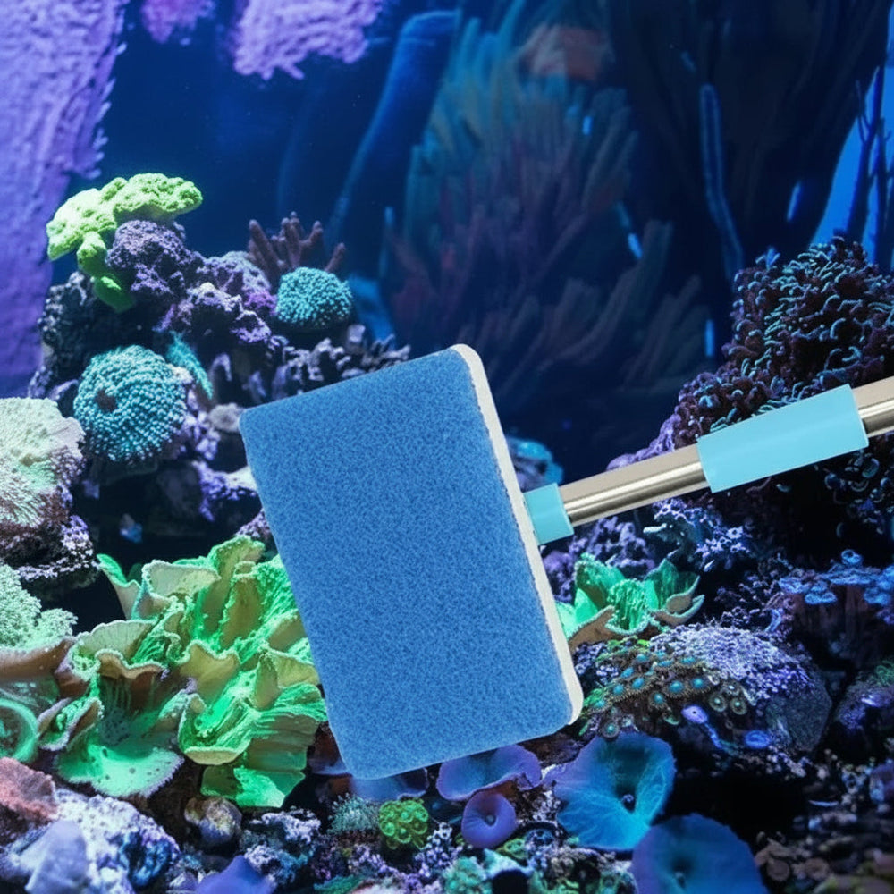 Aquarium Cleaner with Extendable Handle and 180-Degree Sponge