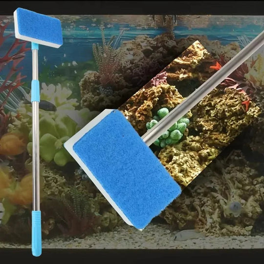 Aquarium Cleaner with Extendable Handle and 180-Degree Sponge