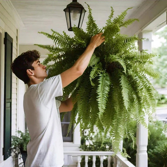 Artificial Boston Fern with Lush Green Foliage and Porch Display