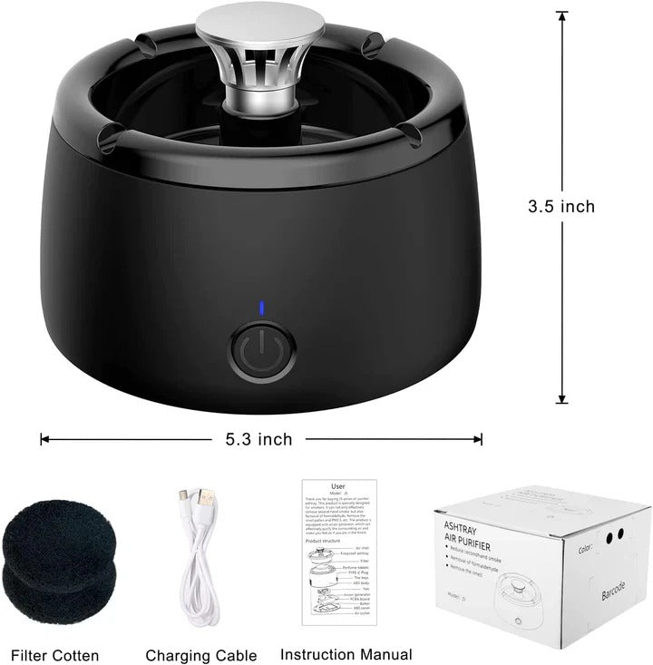 Ashtray with Rechargeable Battery and Smokeless Design
