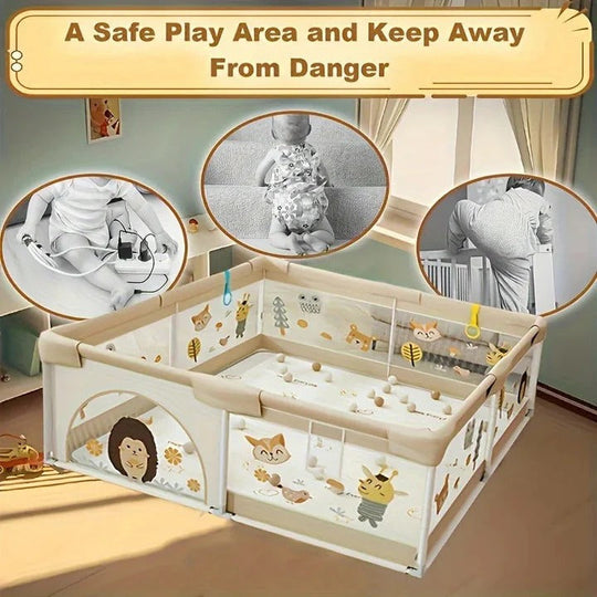Baby Playpen with Portable Design and Enclosed Safety