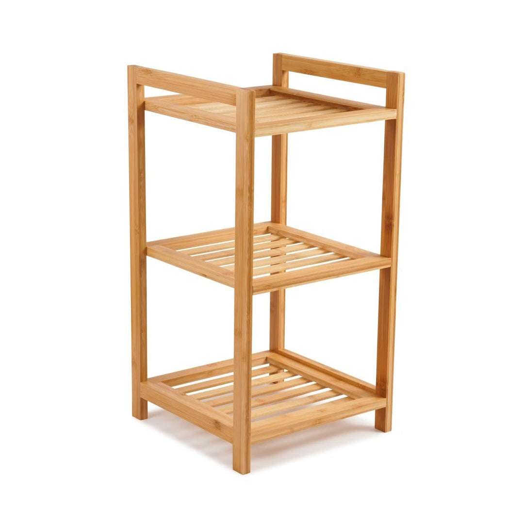 Bamboo Bath Rack with 3 Tiers and Natural Finish