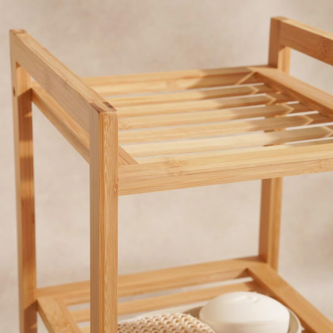 Bamboo Bath Rack with 3 Tiers and Natural Finish