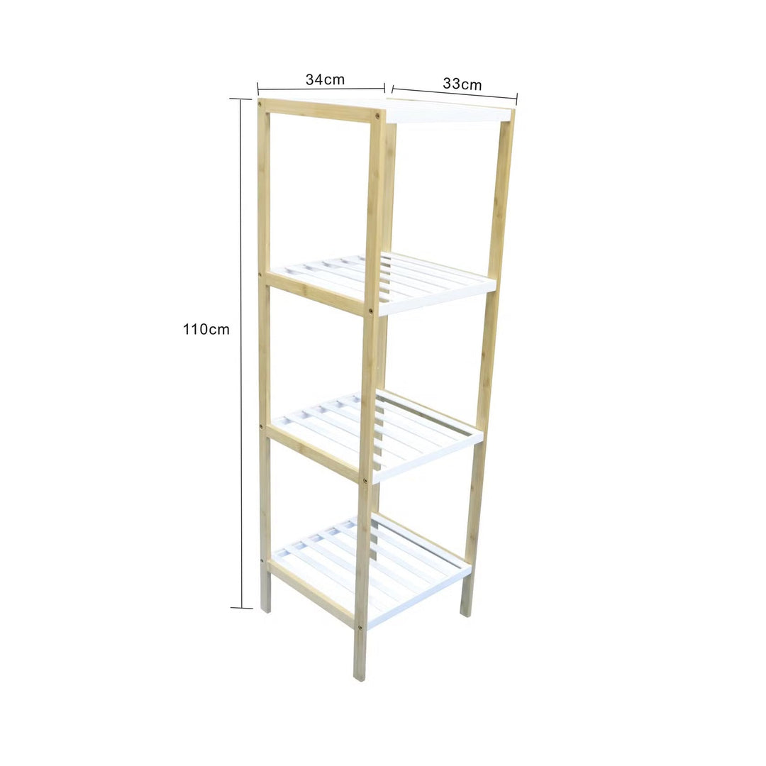 Bamboo Bath Shelf with 4 Tiers and White Finish