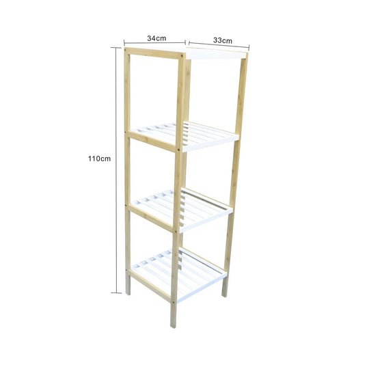 Bamboo Bath Shelf with 4 Tiers and White Finish