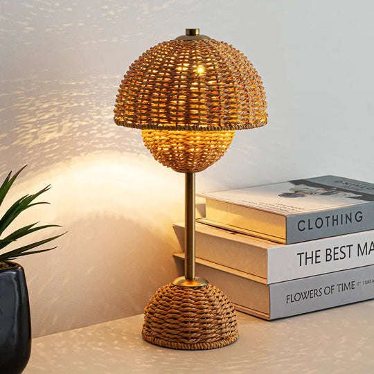 Bamboo Lamp with LED Bulb and USB Power