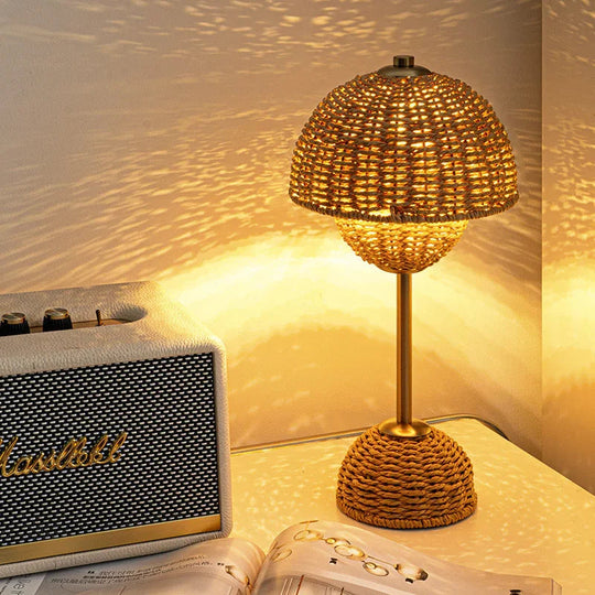 Bamboo Lamp with LED Bulb and USB Power