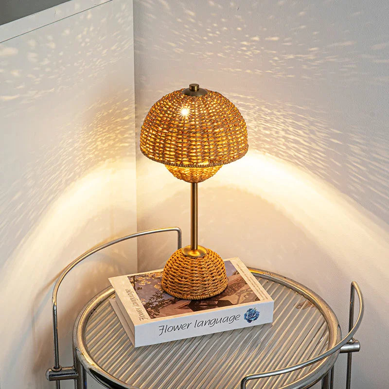 Bamboo Lamp with LED Bulb and USB Power