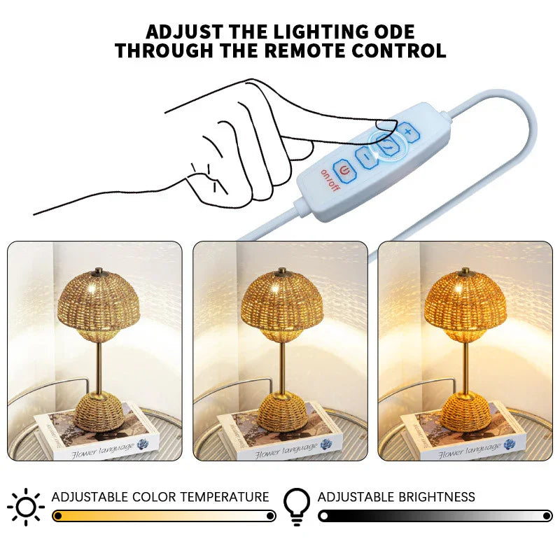 Bamboo Lamp with LED Bulb and USB Power