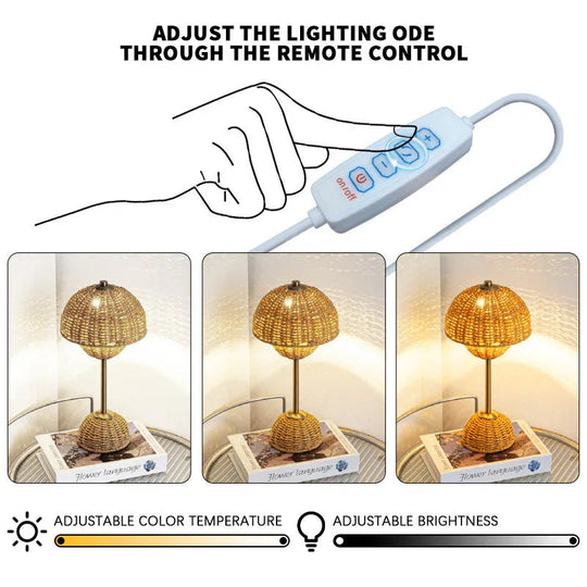 Bamboo Lamp with LED Bulb and USB Power