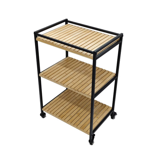 Bamboo Trolley with 3-Tier Design and Natural Finish