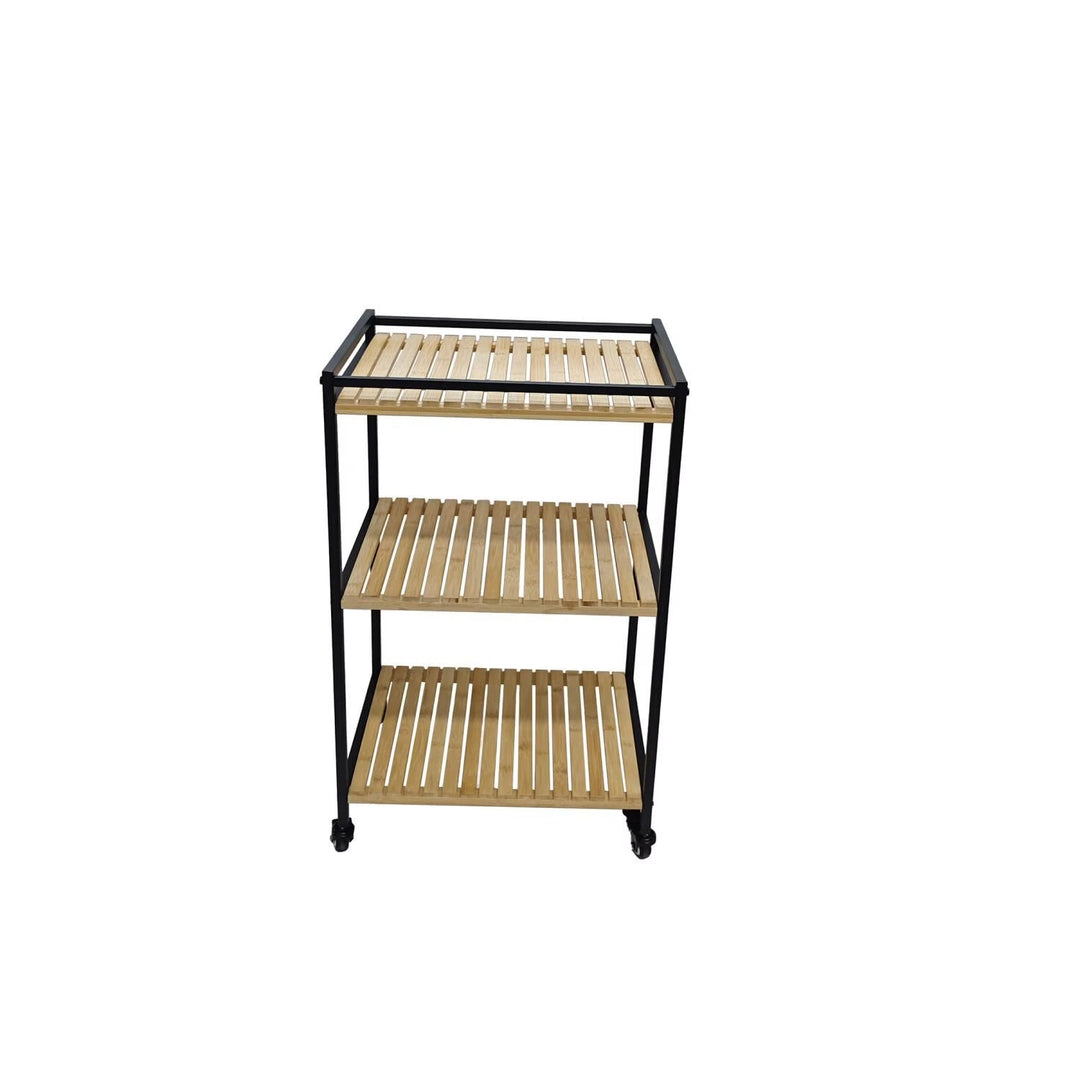 Bamboo Trolley with 3-Tier Design and Natural Finish