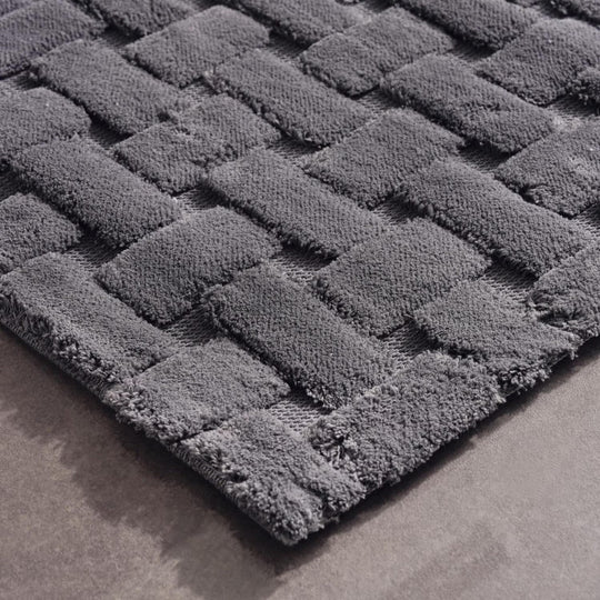 Bathmat with Jacquard Design and Dark Grey Color