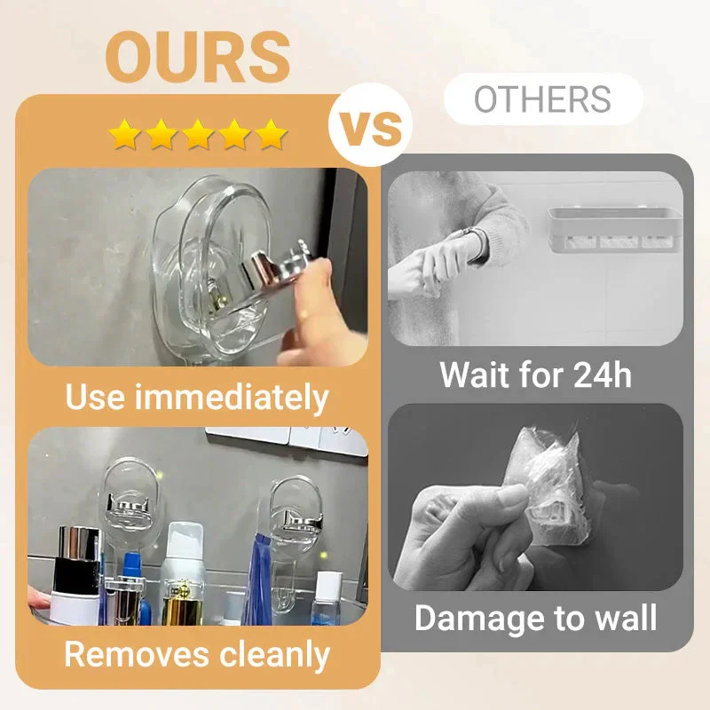 Bathroom Storage Rack with Suction Cups and Easy Installation
