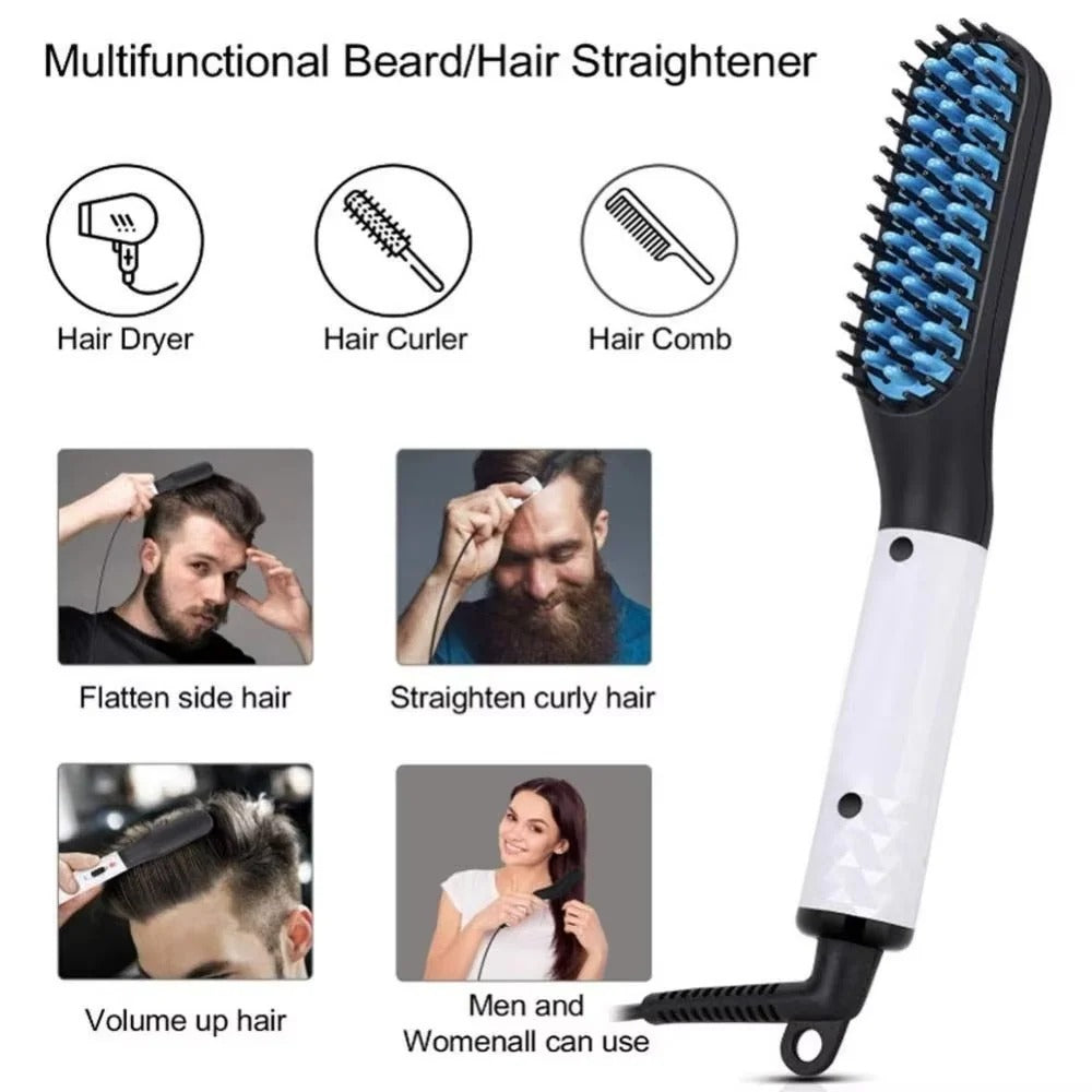 Beard Straightening Brush with Ceramic Heating and Portable Design