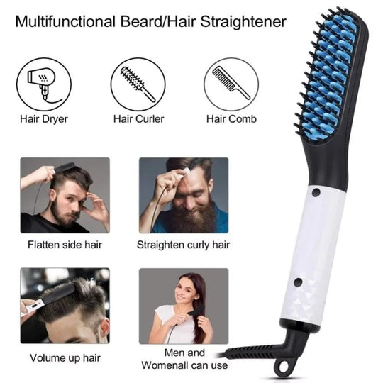 Beard Straightening Brush with Ceramic Heating and Portable Design