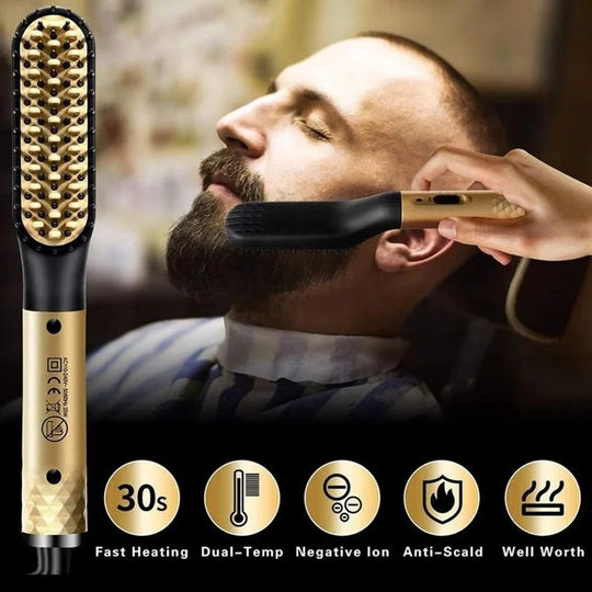 Beard Straightening Brush with Ceramic Heating and Portable Design