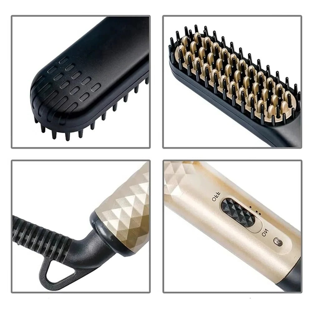 Beard Straightening Brush with Ceramic Heating and Portable Design