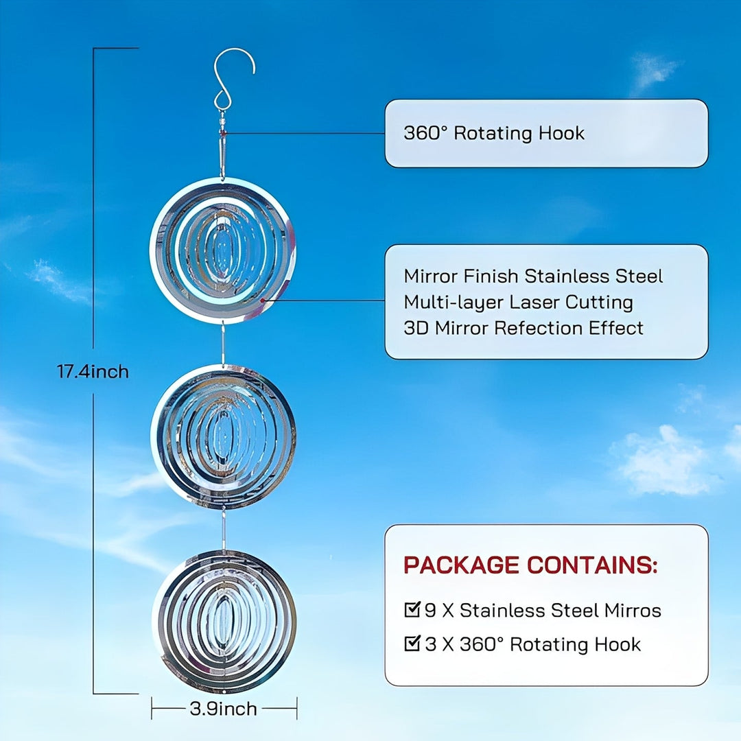 Bird Deterrent Device with Reflective Design and Hanging Setup