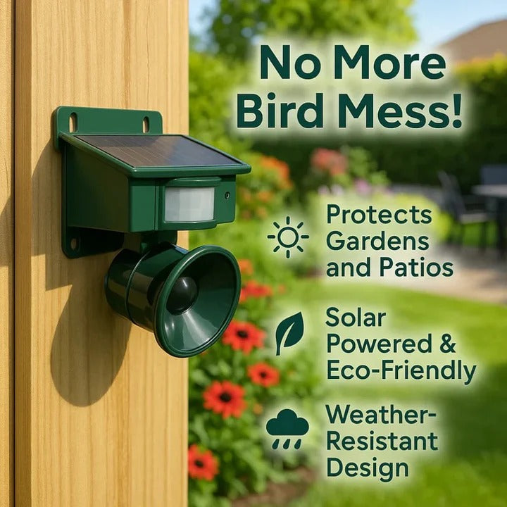 Bird Deterrent Device with Solar Power and Motion Activation
