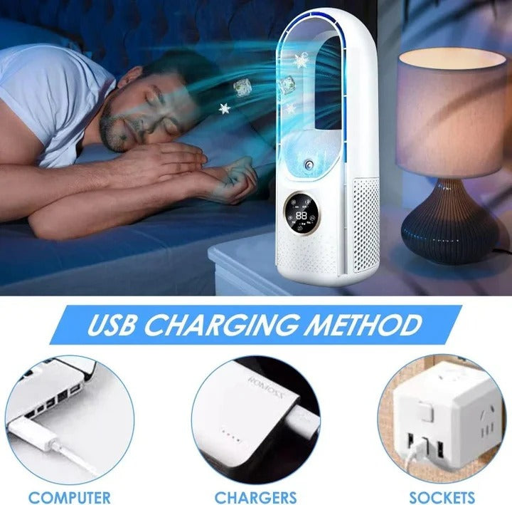 Bladeless Fan with USB Charging and Water Tank