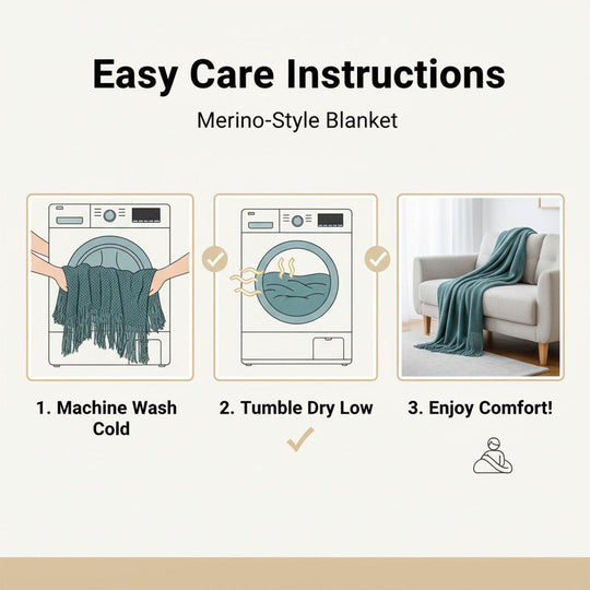 Blanket with Merino-Style Design and Tassels
