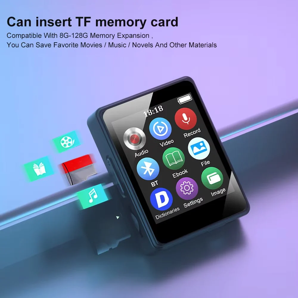 Bluetooth MP3 Player with Stereo Sound and Video Playback