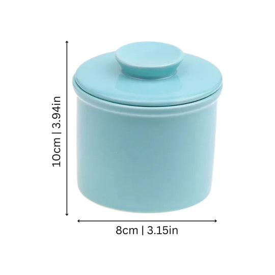 Butter Keeper with Ceramic Design and Water-Sealed Lid