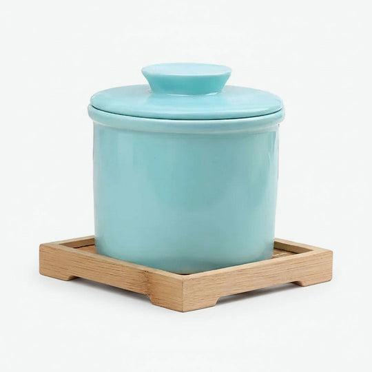Butter Keeper with Ceramic Design and Water-Sealed Lid