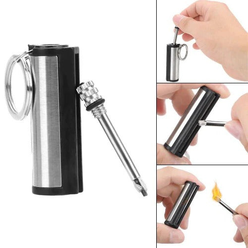 Camping Tool with Reusable Metal Design and Fire Starting Capability