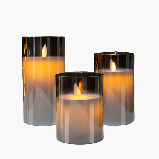 Candle Set with Glass Casing and LED Flame