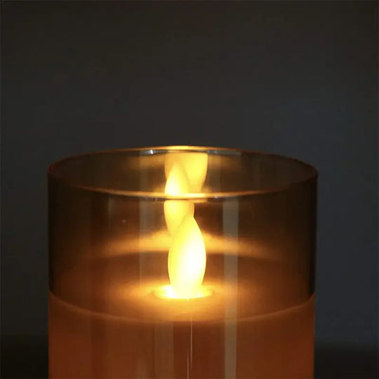 Candle Set with Glass Casing and LED Flame