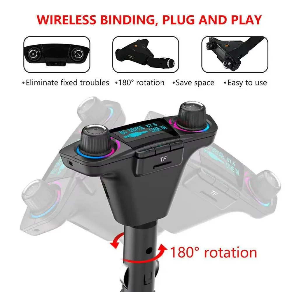 Car FM Transmitter with Bluetooth 5.0 and USB Charger