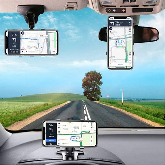Car Phone Holder with Adjustable Rotation and Versatile Mounting