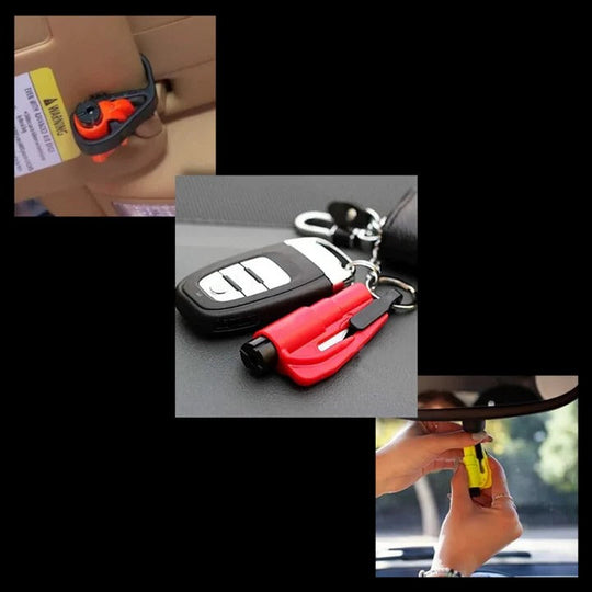 Car Safety Tool with Window Breaker and Seatbelt Cutter
