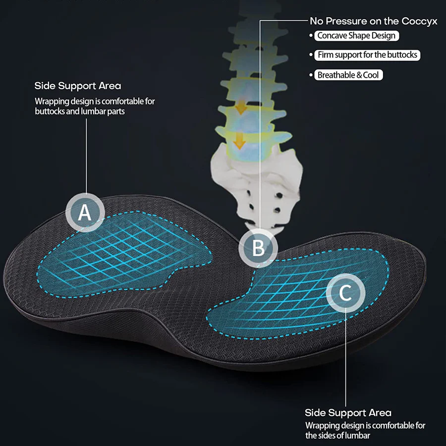Car Seat Cushion with Height Adjustment and Comfort Support