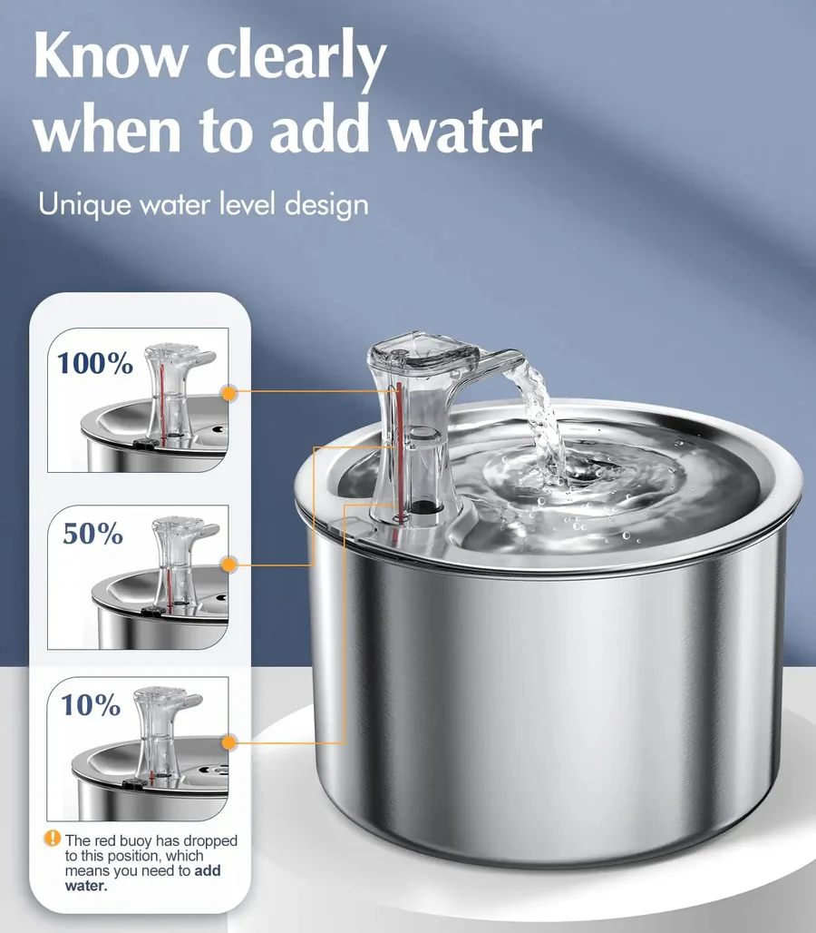 Cat Water Fountain with Stainless Steel and Filter