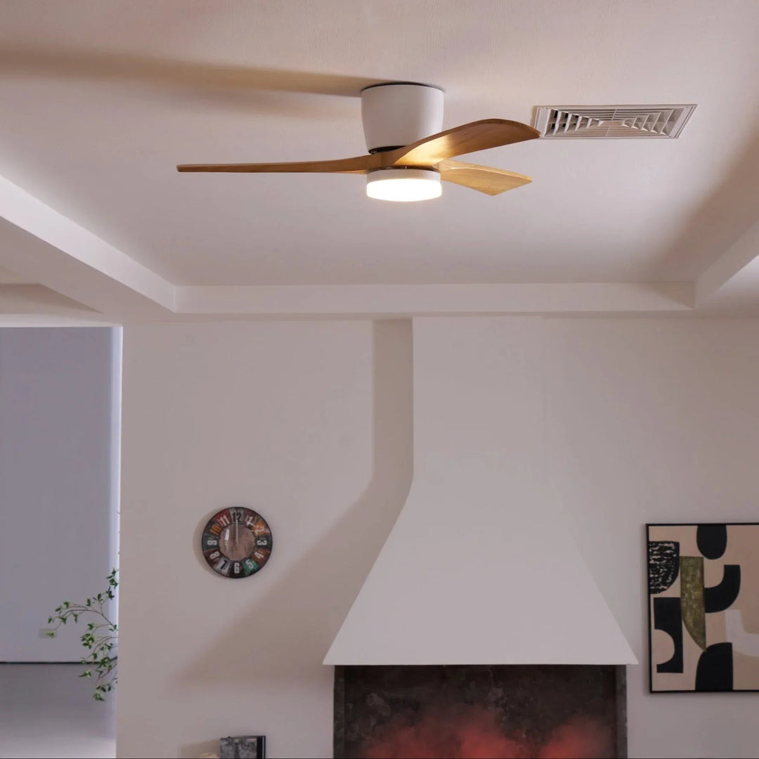 Ceiling Fan with Wooden Blades and LED Light