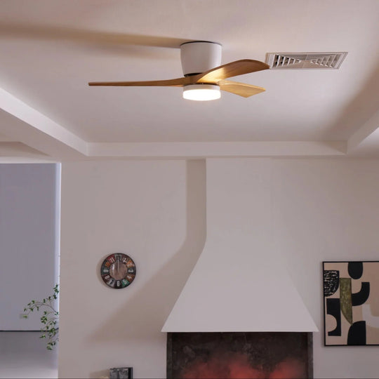 Ceiling Fan with Wooden Blades and LED Light