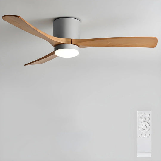Ceiling Fan with Wooden Blades and LED Light