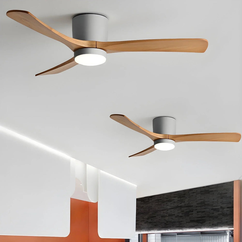 Ceiling Fan with Wooden Blades and LED Light