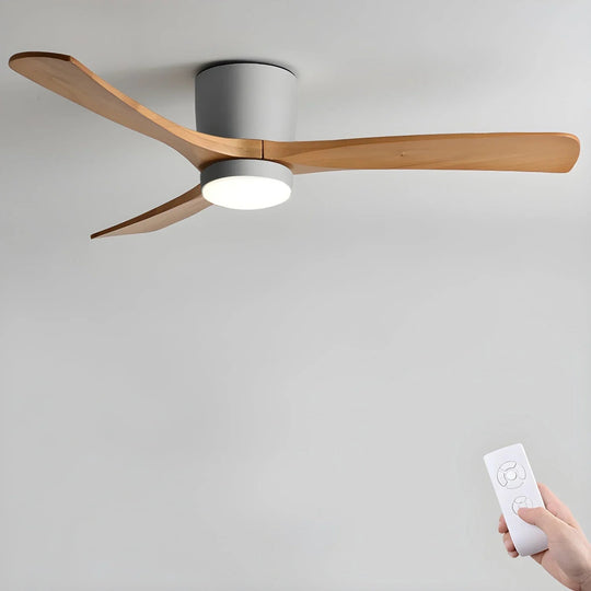 Ceiling Fan with Wooden Blades and LED Light