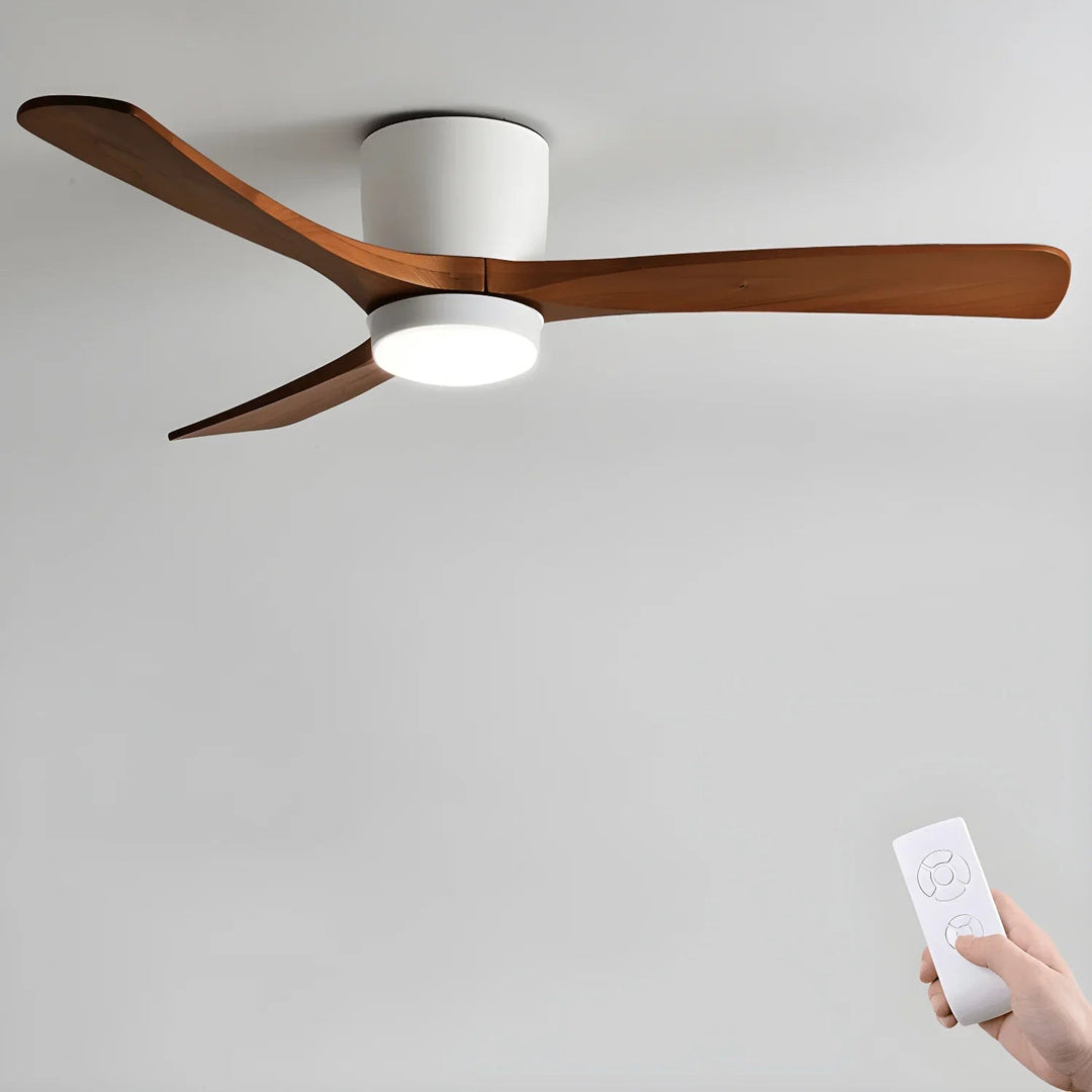 Ceiling Fan with Wooden Blades and LED Light